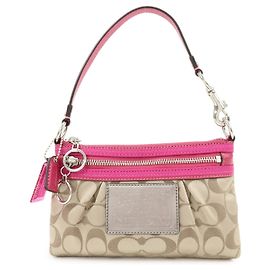 Borsa COACH Poppy Signature Nylon Leather Beige Pink
