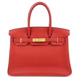 Hermès HERMES Birkin 30 Togo Leather Hand Bag □R Stamped Rouge Casaque