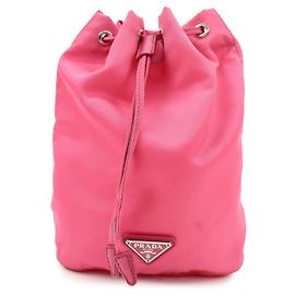 Bolso saco de nailon y cuero con logotipo triangular PRADA Rosa 1N0369
