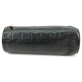 Borsetta porta trucchi CHANEL COCO Mark Chocolate Bar in pelle di agnello Nero Oro