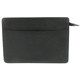 Louis Vuitton Epi Pochette Homme Clutch Bag Flat Pouch Noir M52522