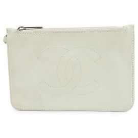 CHANEL COCO Mark Beauty Case in pelle Pochette piatta Bianca