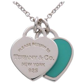 Tiffany & Co Return to Tiffany Mini Double Heart Tag Necklace SV925