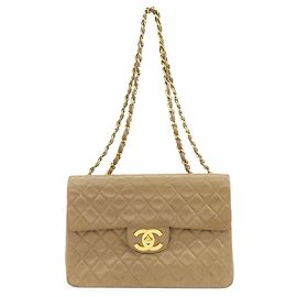 CHANEL Jumbo Matelasse 34 Borsa a tracolla Borsa a mano in pelle d'agnello Marrone A01094