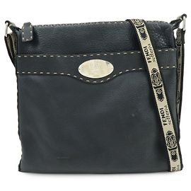 Borsa a spalla e tracolla FENDI Logo Selleria in pelle Nero 8BT109