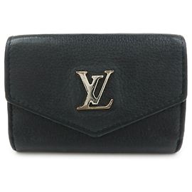 Louis Vuitton Logo Portefeuille Lock Mini Compact Wallet Noir M63921