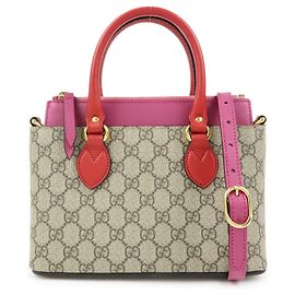 Borsa 2Way GUCCI GG Supreme in pelle Borsa a mano Beige Rosa Rosso 453177