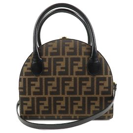 Borsa a mano e a tracolla 2Way FENDI in tela Zucca e pelle Marrone Nero