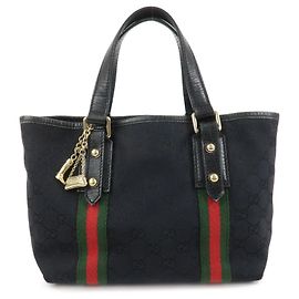 Borsa Tote e Borsa a Mano GUCCI Sherry GG Canvas Leather Black