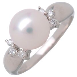 TASAKI Ring aus Platin PT900 mit 6P Perlen und Diamanten 0.06ct US6.5 EU52