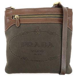 Bolsa de ombro e bolsa tiracolo em couro jacquard com logótipo PRADA Castanho