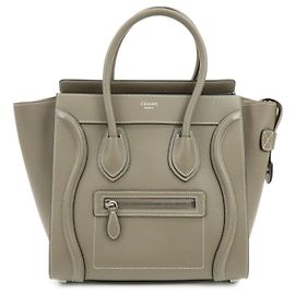 Céline CELINE Luggage Micro Shopper Bolsa de Mão em Couro Tote Bag Gray