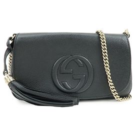 GUCCI SOHO Borsa a Tracolla e Spalla in Pelle di Vitello con Catena Nera 536224