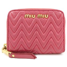 Portamonete MIU MIU in pelle Nappa con logo Rosa 5MM268