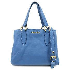 MIU MIU Borsa 2Way in pelle con logo Borsa a mano Borsa a tracolla Blue RR1945