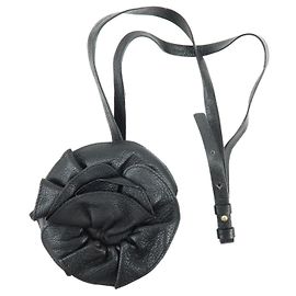 Autre Marque SAINT LAURENT PARIS Nadja Leather Shoulder Pouch Flower Motif Black