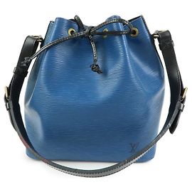 Borsa a tracolla Louis Vuitton Epi Petit Noe Bicolor Blue Noir Ｍ44152