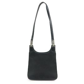 Salvatore Ferragamo Borsa a spalla e borsa a mano in pelle nera con fibbia argentata logo Ferragamo