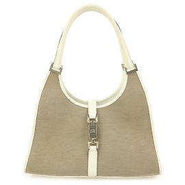 GUCCI Jackie Borsa a spalla in tela e pelle Borsa Beige 002.1067