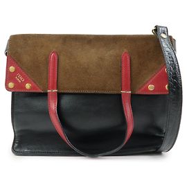 FENDI Borsa 2Way Flip in pelle e camoscio Borsa a mano e a tracolla Nera 8BT302