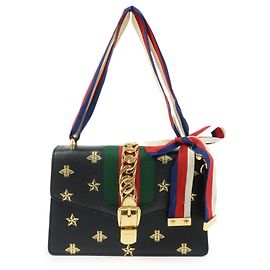 Borsa a tracolla GUCCI Sylvie Sherry in pelle Black Bee & Star 524405