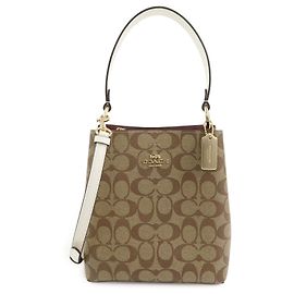 COACH Borsa a tracolla 2Way e borsa a mano in pelle PVC Signature Beige Brown
