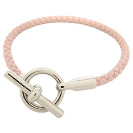 Hermès HERMES Glenan H Tresse em couro de bezerro Swift Bracelet Light Pink