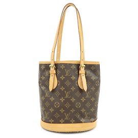 Louis Vuitton Monogram Canvas Bucket PM Hand Bag Brown M42238