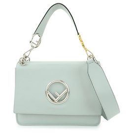 FENDI KAN I Leder 2Way Tasche Schultertasche Handtasche Grau