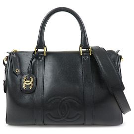 CHANEL COCO Mark Borsa 2Way in pelle caviale Borsa a mano Borsa Boston Nera