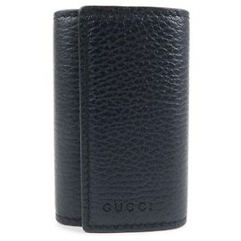 GUCCI Leather 6 Ring Key Case Key Holder Navy 150402