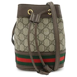 GUCCI Ophidia Sherry GG Supreme Leather Mini Bucket Bag 550620
