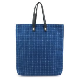Hermès HERMES Amedaba GM Canvas Leather Tote Bag Hand Bag Navy Blue Black