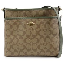 Borsa a tracolla e borsa a spalla COACH Signature PVC Leather Beige Khaki