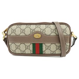 GUCCI Ophidia Sherry GG Supreme Leather Shoulder Bag Brown 598664