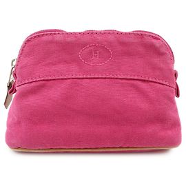 Hermès HERMES Bolide Pouch Mini Mini 16 Canvas Leather Cosmetic Pouch Pink