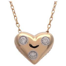 Tiffany & Co Dots Heart 3P Diamantenhalskette K18 750YG PT950