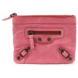 BALENCIAGA Classic Leather Mini Pouch Coin Purse Pink 130783