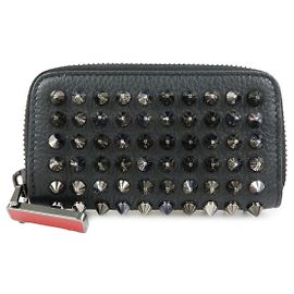 Portachiavi Christian Louboutin in pelle Panettone Studs Nero