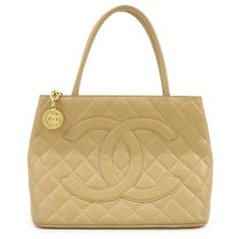 Borsa a mano CHANEL Medallion Matelasse COCO Mark Tote Bag Beige A01804