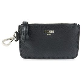 FENDI Selleria Kartenetui und Münzbeutel aus Kalbsleder Schwarz 7M0343