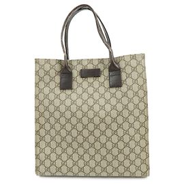 Borsa Tote GUCCI GG Supreme in pelle Borsa a mano Beige Dark Brown 91249