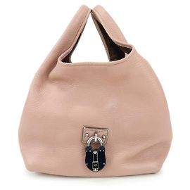 LOEWE Calle PM Leder Handtasche mit Bären-Schloss-Anhänger Rosa