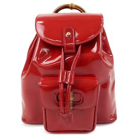 Mochila GUCCI de piel charol Bamboo Roja 003・1705・0030