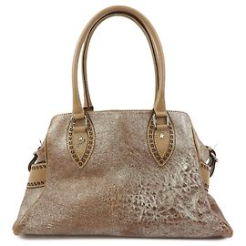 FENDI Ethnico Leder Tote Bag Schultertasche Handtasche Beige 8BN162