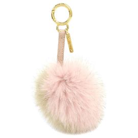 FENDI Pom Pom Fur Charm Key Chain Bag Charm Pink Beige 7AR259
