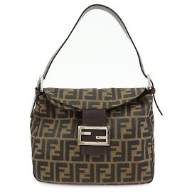 FENDI Schultertasche aus Zucca Canvas und Leder Braun Schwarz 125895
