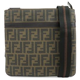 Borsa a tracolla FENDI Zucca in tela rivestita di PVC e pelle Brown 7VA348