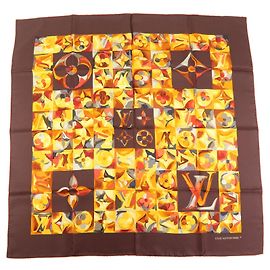 Louis Vuitton Monogram Carre Au Fil Du Temps Silk 100% Scarf M71120