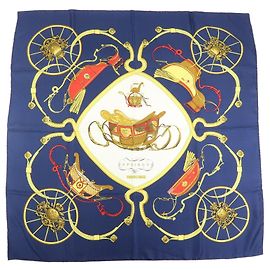 Hermès HERMES Carre 90 Seidentuch 100% Seide SPRINGS Navy Yellow